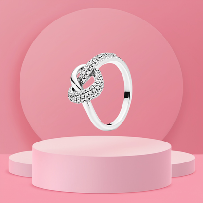 925 Sterling Silver Women's Ring with a Union Knot Design and a Sparkling Stone