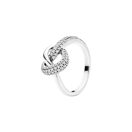 925 Sterling Silver Women's Ring with a Union Knot Design and a Sparkling Stone