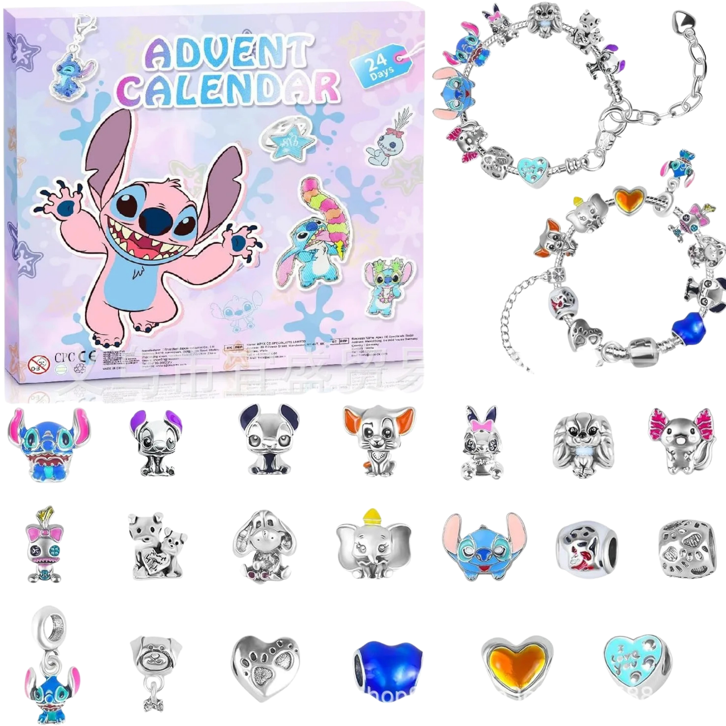 Calendario Adviento Joyas Disney – Temática Stitch Tipo 9 con Pulsera y Charms