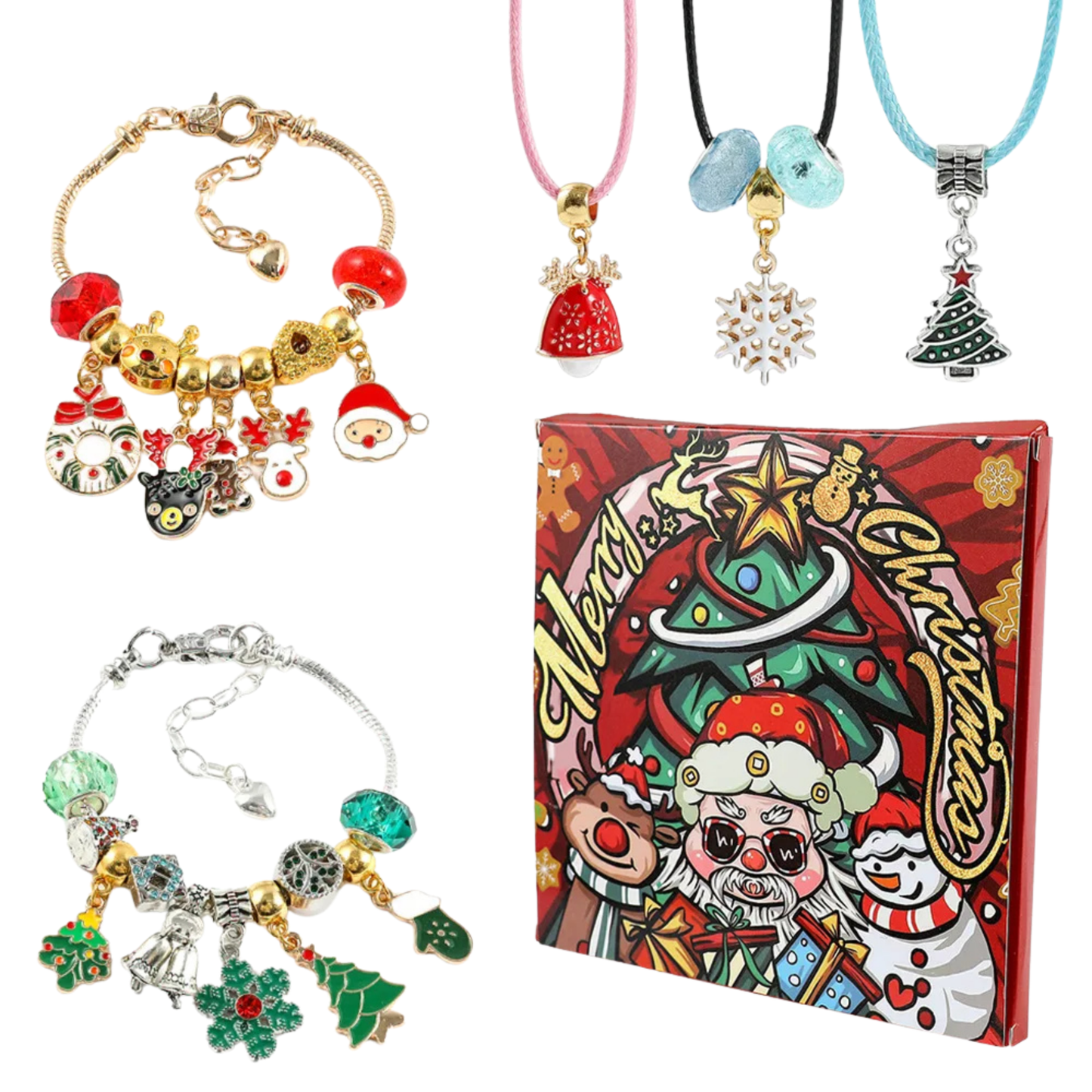 Calendario Adviento Joyas – Temática Navidad Tipo 12 con Pulseras, Colgantes y Accesorios