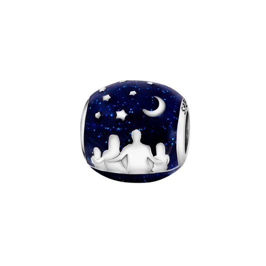 Charm Colgante Familia Bajo Cielo Estrellado en Plata de Ley 925 Compatible con Pulseras Estilo Europeo