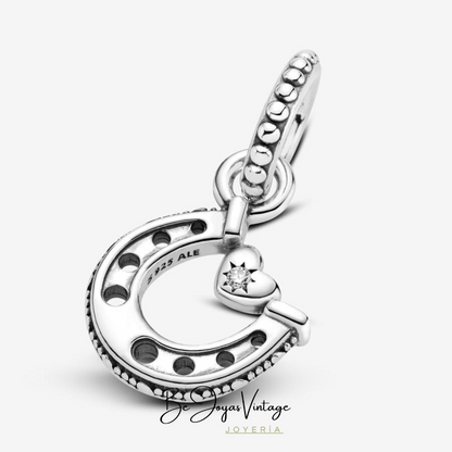 Pandora Lucky Horseshoe Pendant Charm - BeJoyasVintage 