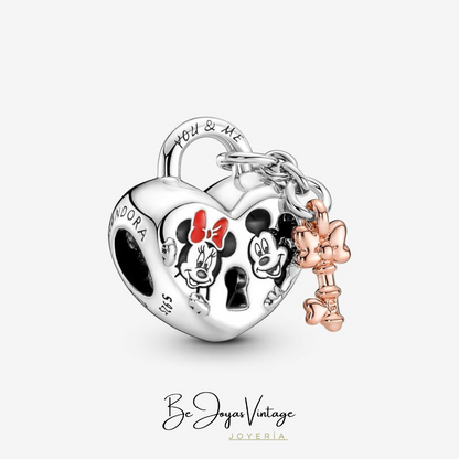 Pandora Charm Mickey and Minnie Mouse Padlock - BeJoyasVintage 