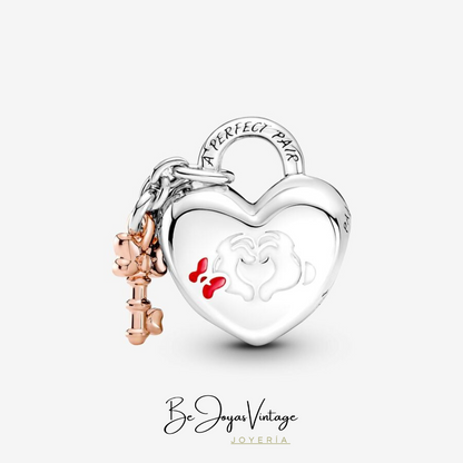 Pandora Charm Mickey and Minnie Mouse Padlock - BeJoyasVintage 