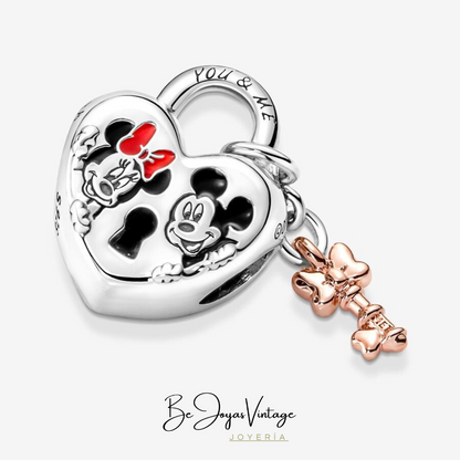 Pandora Charm Mickey and Minnie Mouse Padlock - BeJoyasVintage 