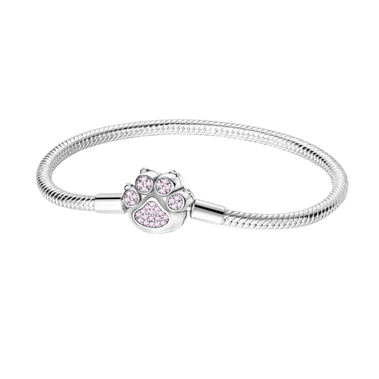 Pulsera de Cadena de Serpiente con Cierre Huella Brillante en Plata de Ley 925