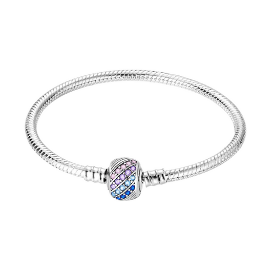 Pulsera de Cadena de Serpiente con Cierre Multicolor en Plata de Ley 925