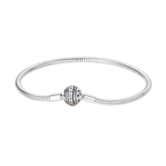 Pulsera de Cadena de Serpiente con Cierre "Forever" Multicolor en Plata de Ley 925