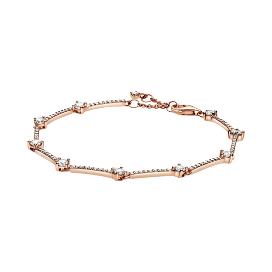Pulsera Pandora Barras de Brillante Pavé en Color Oro Rosa - BeJoyasVintage