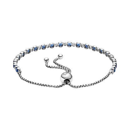 Pulsera Pandora Brillos Azules y Transparentes Cierre Deslizante - BeJoyasVintage