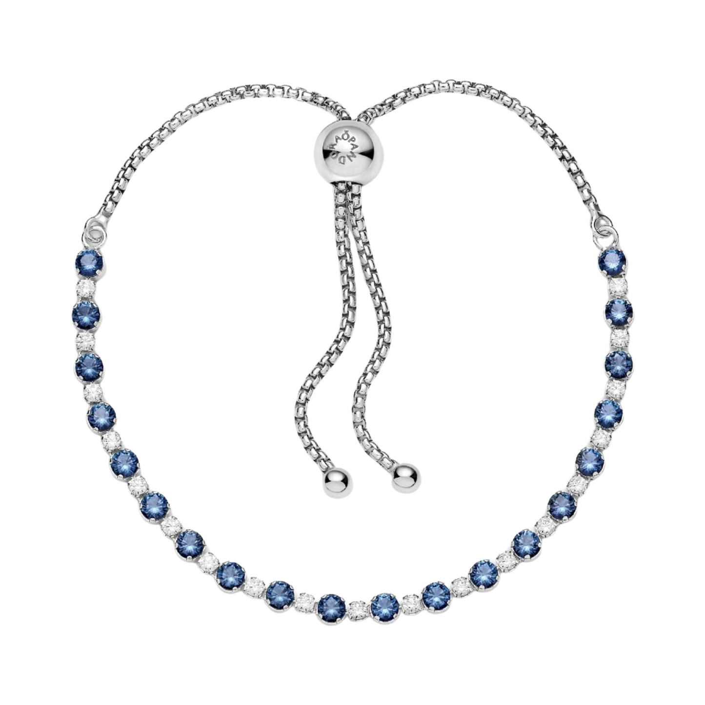 Pulsera Pandora Brillos Azules y Transparentes Cierre Deslizante - BeJoyasVintage