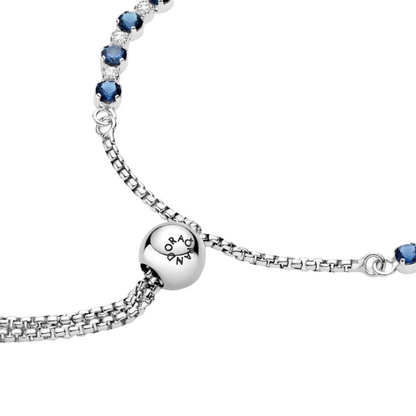 Pulsera Pandora Brillos Azules y Transparentes Cierre Deslizante - BeJoyasVintage