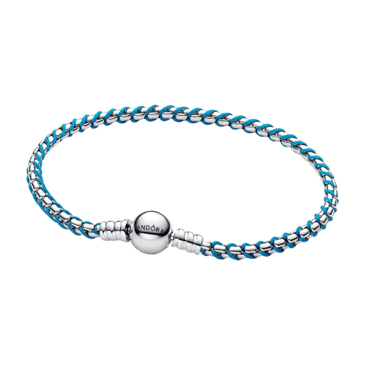 Pulsera Pandora Cadena Caja Cordón Azul - BeJoyasVintage