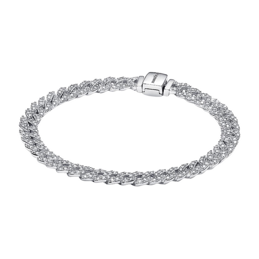 Pulsera Pandora Cadena Cubana en Pavé - BeJoyasVintage