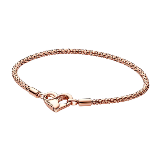 Pulsera Pandora Cadena con Tachuelas Pandora Moments En Color Oro Rosa - BeJoyasVintage