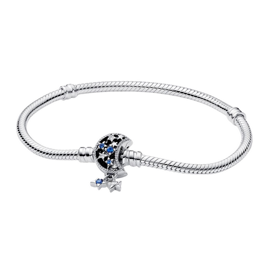 Pulsera Pandora Cadena de Serpiente con Cierre Luna Brillante - BeJoyasVintage
