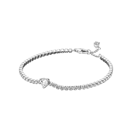 Pulsera Pandora Corazón Brillante en Plata - BeJoyasVintage