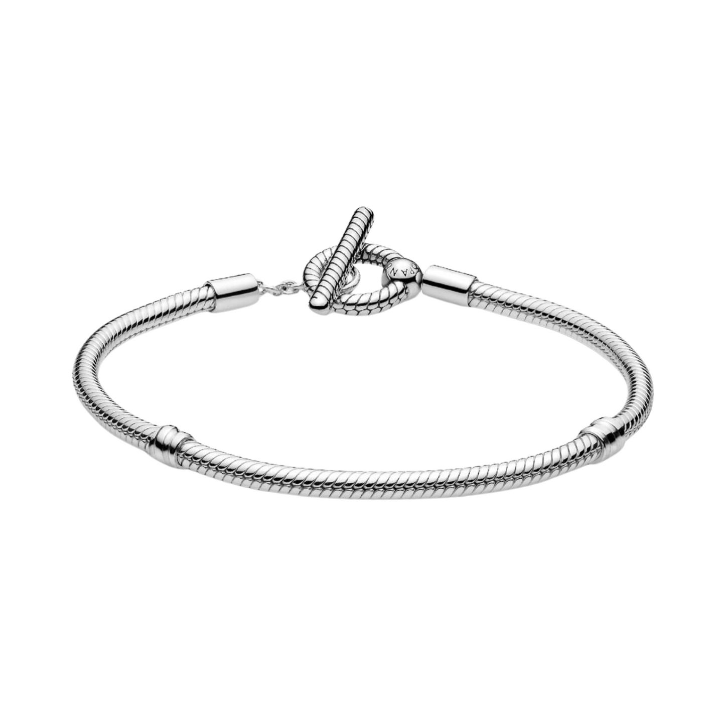 Pulsera Pandora Diseño Cadena de Serpiente Plata con Cierre en forma de T - BeJoyasVintage