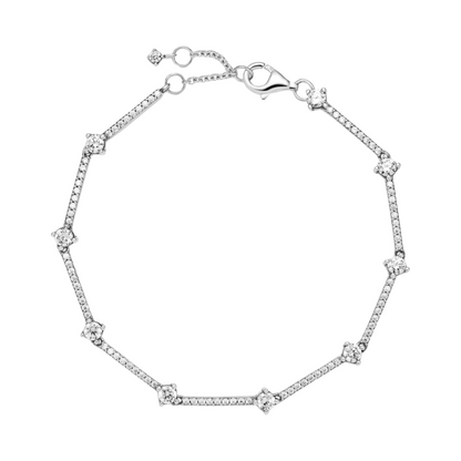 Pulsera Pandora En Plata de Ley Barras Brillantes en Pave - BeJoyasVintage