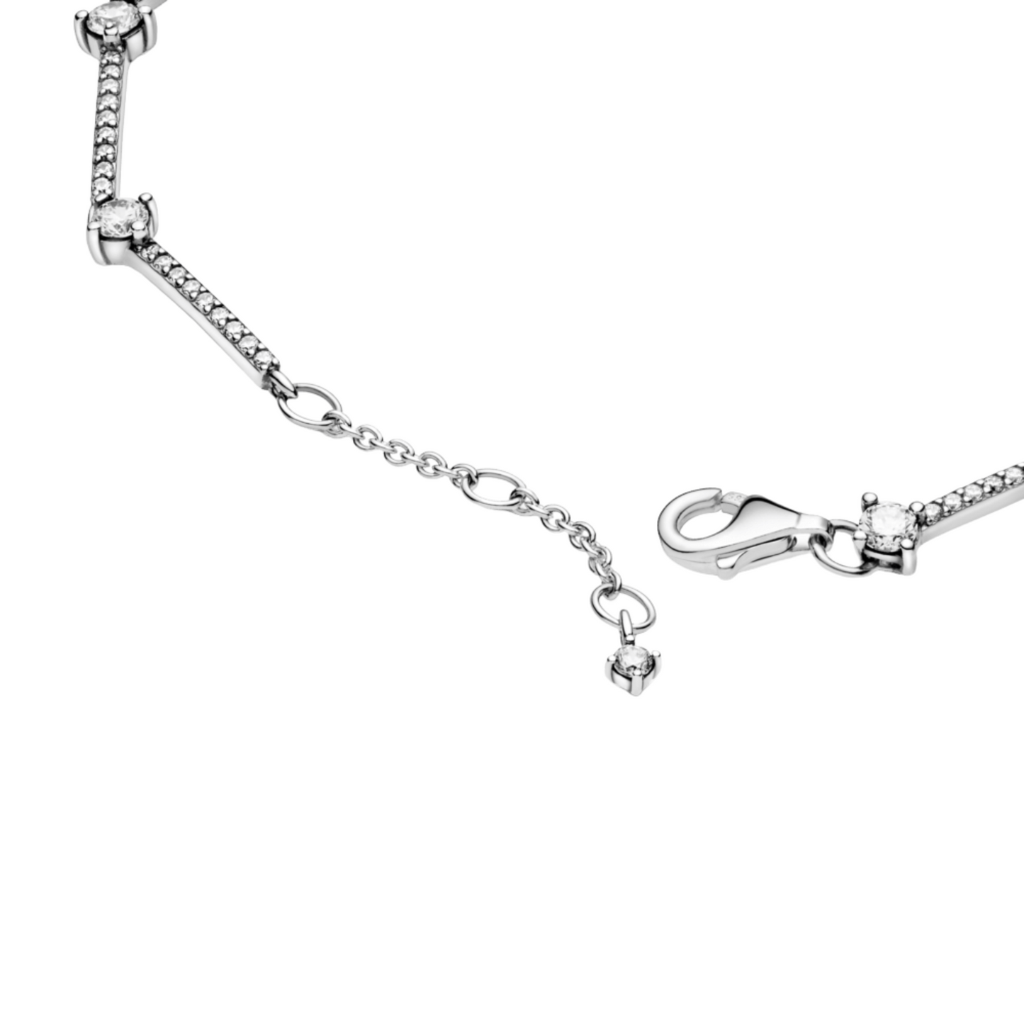 Pulsera Pandora En Plata de Ley Barras Brillantes en Pave - BeJoyasVintage