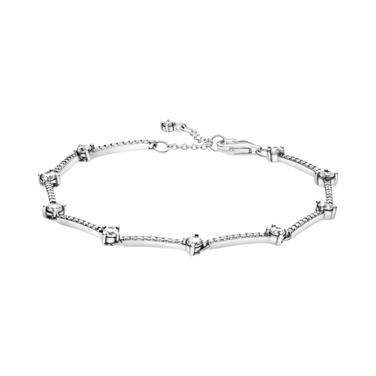 Pulsera Pandora En Plata de Ley Barras Brillantes en Pave - BeJoyasVintage