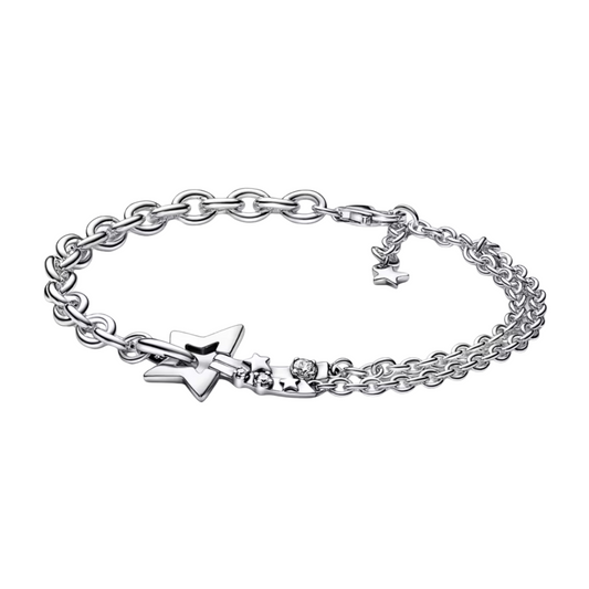 Pulsera Pandora Eslabones Dobles plata Estrella Fugaz - BeJoyasVintage