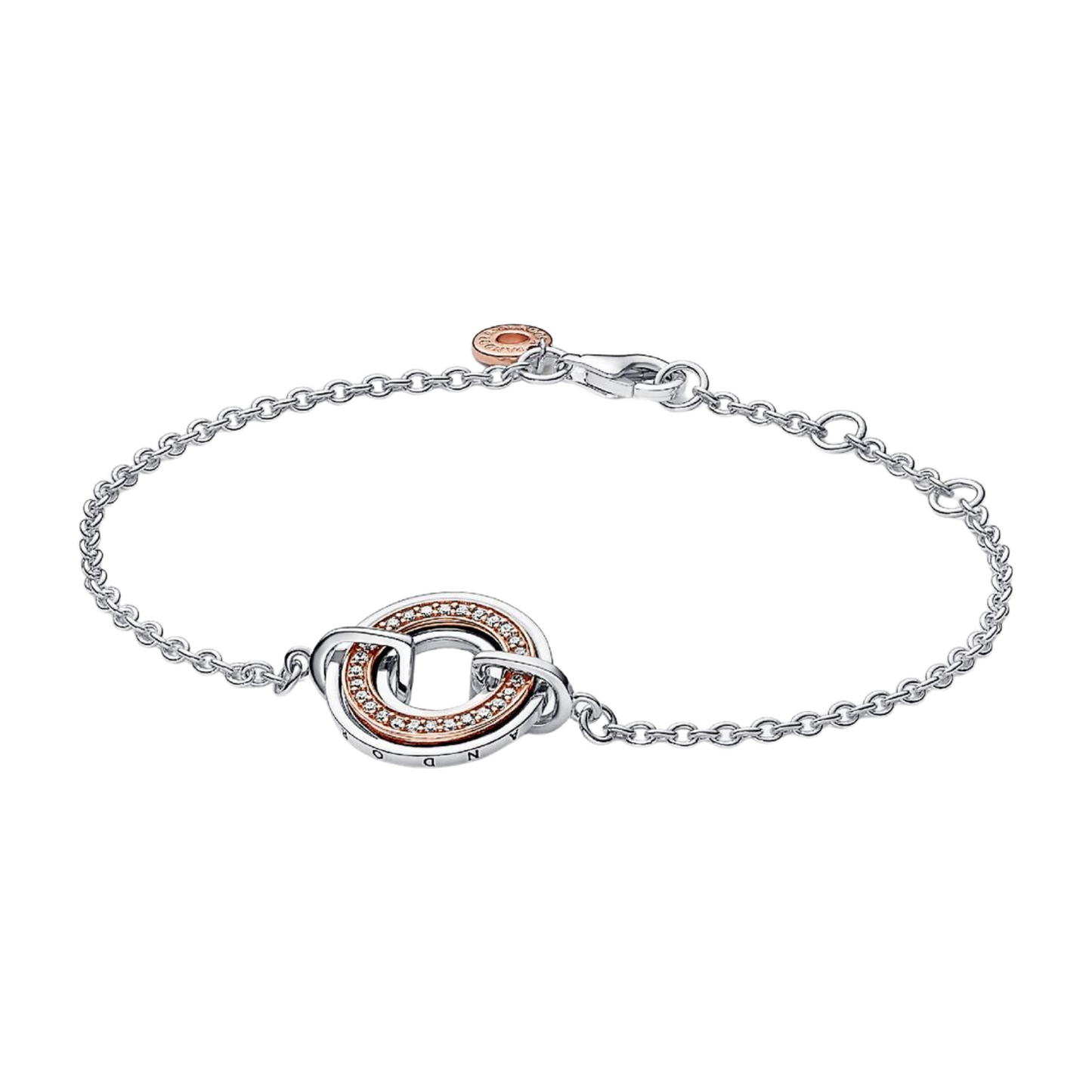 Pulsera Pandora Logo & Pavé en Dos Tonos Signature - BeJoyasVintage