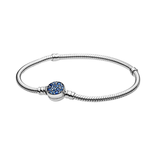 Pulsera Pandora Moments Cadena de Serpiente Cierre Azul Brillante - BeJoyasVintage