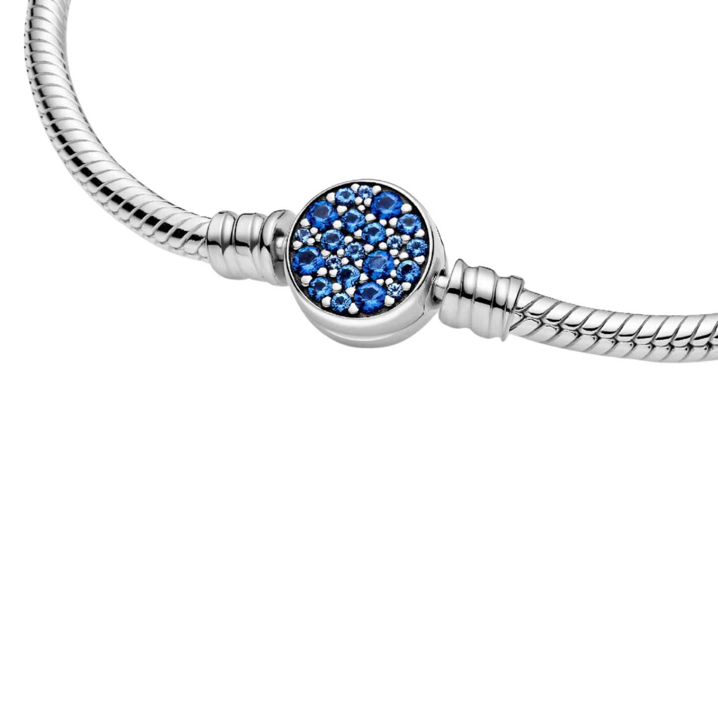 Pulsera Pandora Moments Cadena de Serpiente Cierre Azul Brillante - BeJoyasVintage