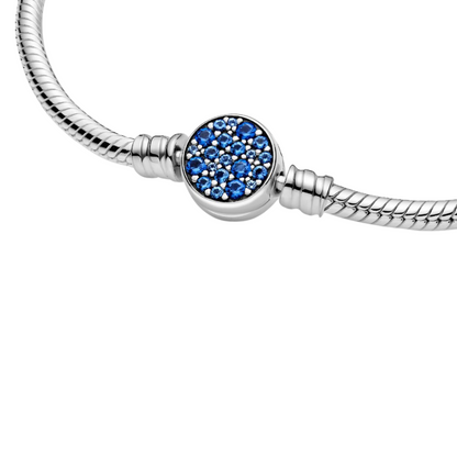Pulsera Pandora Moments Cadena de Serpiente Cierre Azul Brillante - BeJoyasVintage