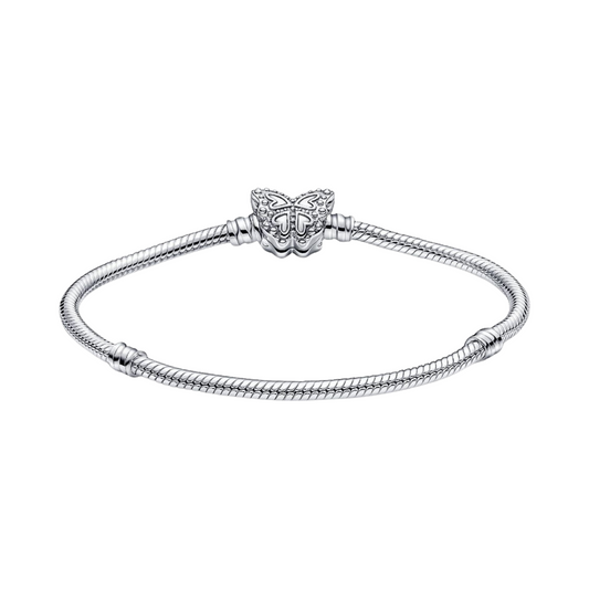 Pulsera Pandora Moments Cadena de Serpiente Cierre Mariposa - BeJoyasVintage