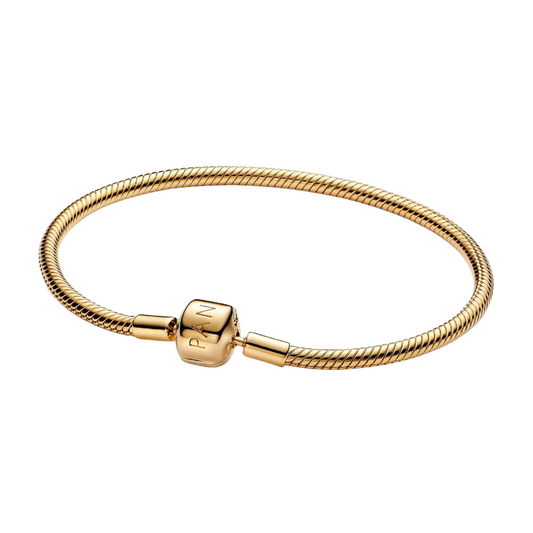Pulsera Pandora Moments Cadena de Serpiente con Cierre de Barril Color Oro  - BeJoyasVintage