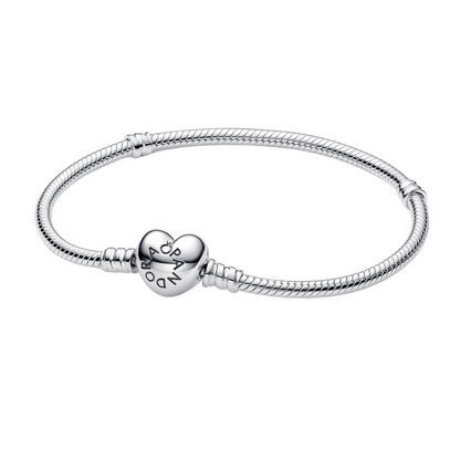 Pulsera Pandora Moments Cadena de Serpiente con cierre de Corazón - BeJoyasVintage
