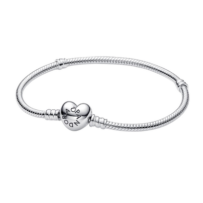 Pulsera Pandora Moments Cadena de Serpiente con cierre de Corazón - BeJoyasVintage