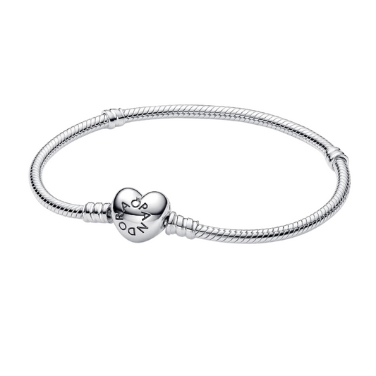 Pulsera Pandora Moments Cadena de Serpiente con cierre de Corazón - BeJoyasVintage