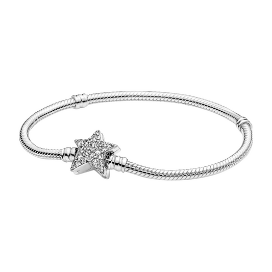 Pulsera Pandora Moments Cadena de Serpiente con cierre de Estrella Asimétrica - BeJoyasVintage