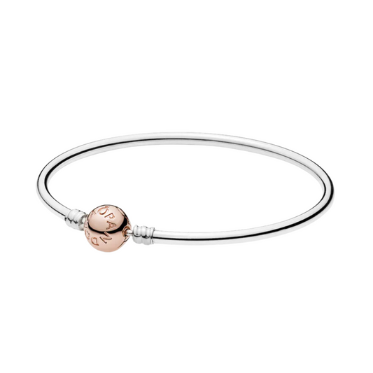 Pulsera Pandora Moments Rígido Cierre Esférica Color Oro Rosa - BeJoyasVintage