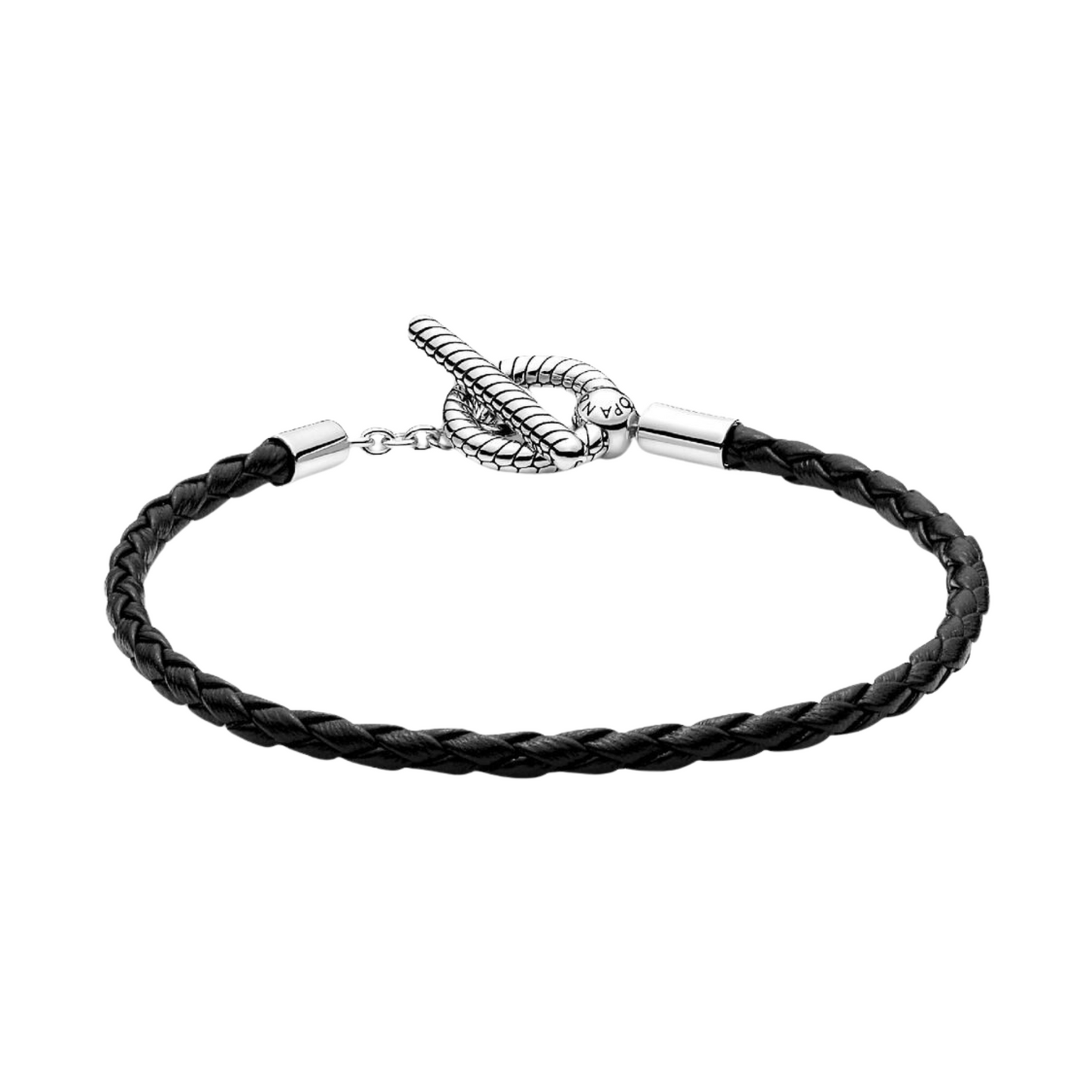 Pulsera Pandora Moments de Cuero Trenzado con Cierre en forma de T - BeJoyasVintage