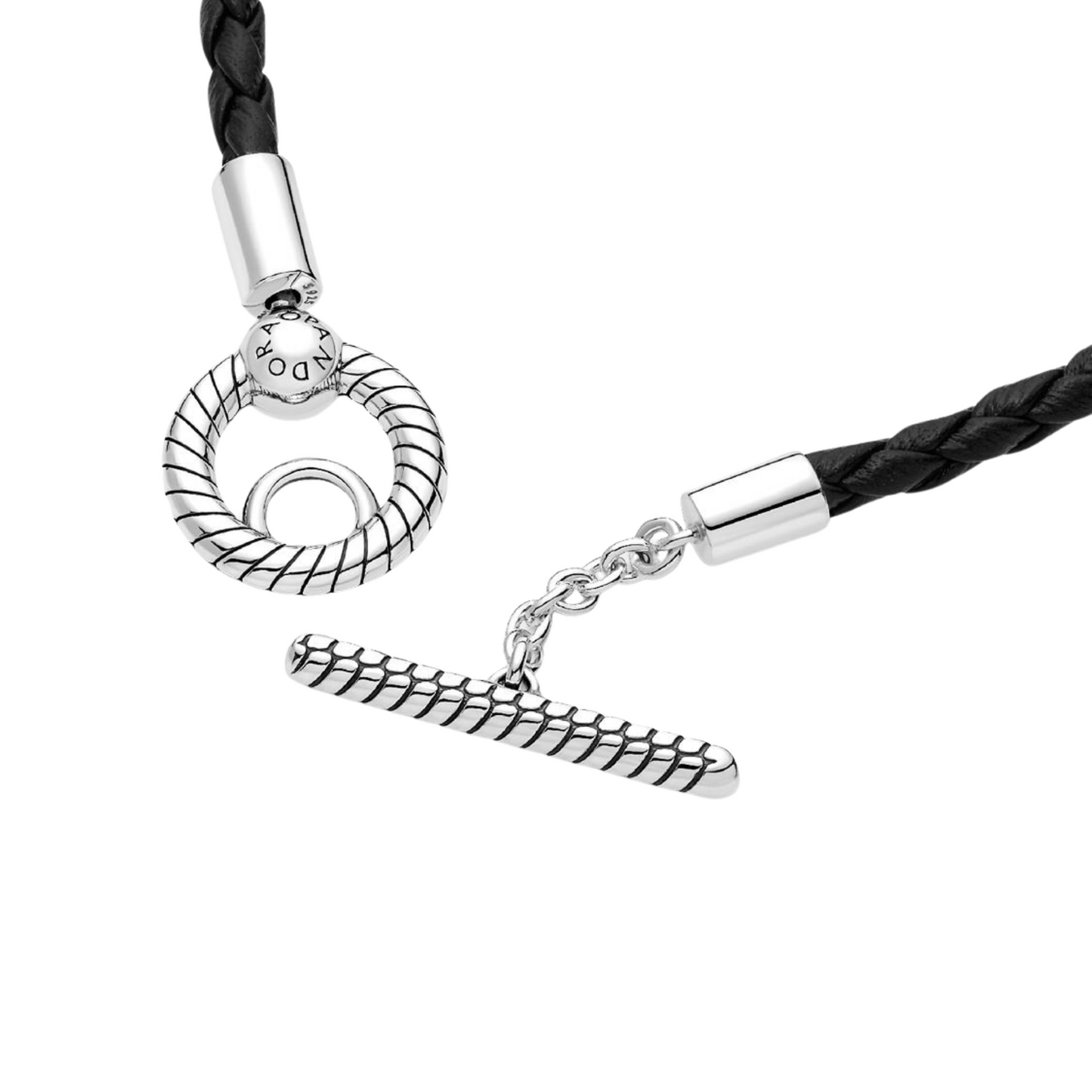Pulsera Pandora Moments de Cuero Trenzado con Cierre en forma de T - BeJoyasVintage