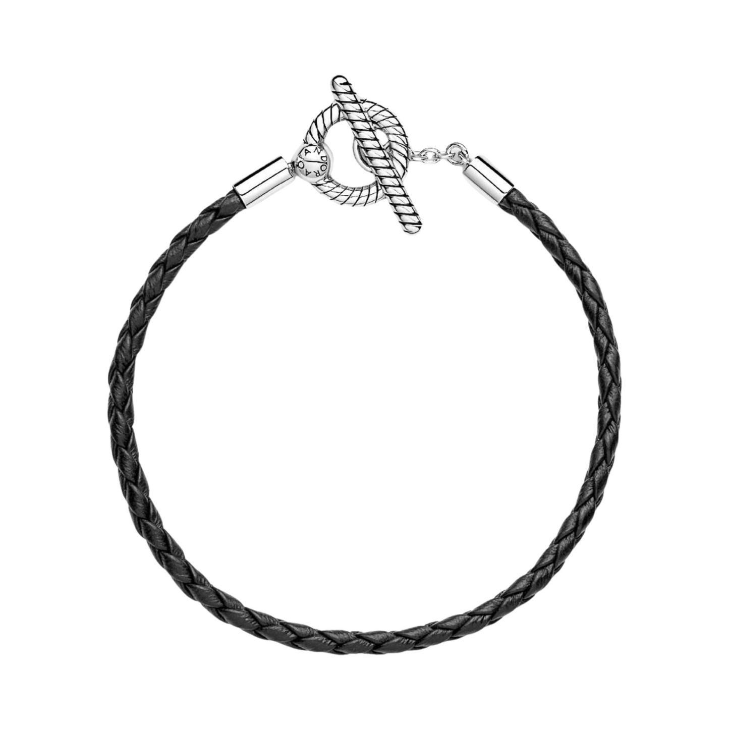 Pulsera Pandora Moments de Cuero Trenzado con Cierre en forma de T - BeJoyasVintage