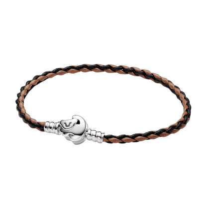 Pulsera Pandora Moments en Cuero Trenzado con Cierre El Rey León de Disney - BeJoyasVintage