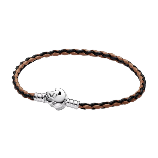 Pulsera Pandora Moments en Cuero Trenzado con Cierre El Rey León de Disney - BeJoyasVintage