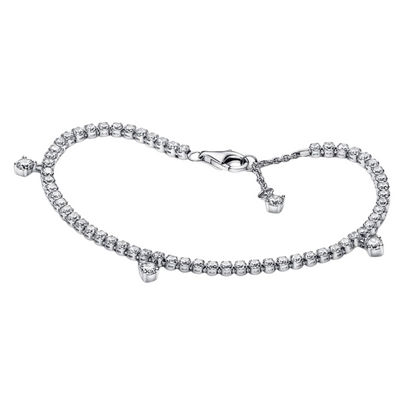 Pulsera Pandora Tenis Gotas Brillantes en Plata - BeJoyasVintage