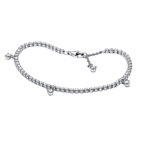 Pulsera Pandora Tenis Gotas Brillantes en Plata - BeJoyasVintage