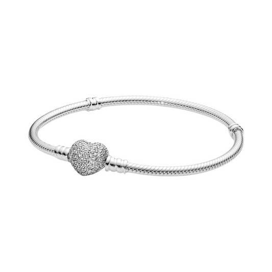 Pulsera Pandora con cierre de corazón en pavé - BeJoyasVintage