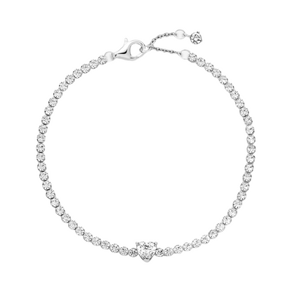 Pulsera Pandora Corazón Brillante en Plata - BeJoyasVintage